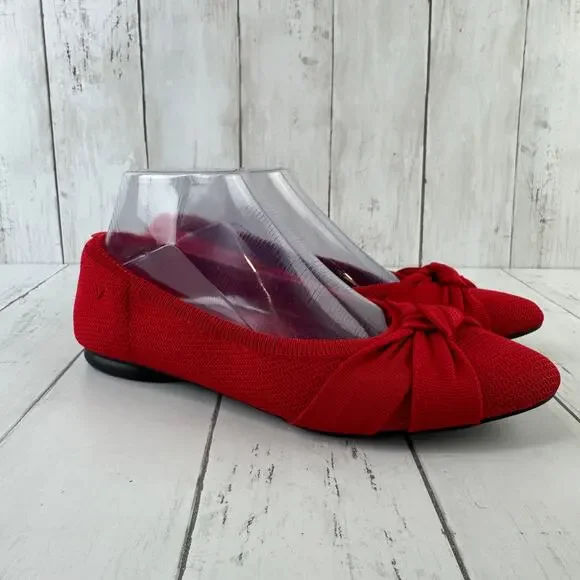 Vivaia Ruby Red Bibi Almond-Toe Knotted Flats Adorable Knot Style Size 38/7-7.5 - Picture 2 of 13